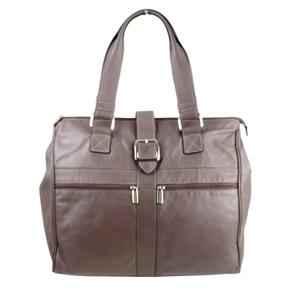 Bennemann BROWN GENUINE LEATHER BUCKLE SHOULDER BAG BUSINESS TOTE HANDBAG PURSE
